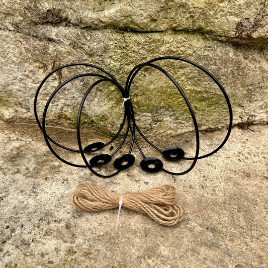 3-Pack 4-5” Tillandsia Hanging Rings | Air Plant Holders with Rope (Black Metal) - Rainforest Flora
