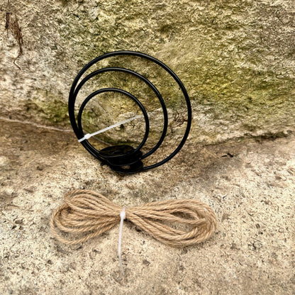 3-Pack 2-3” Tillandsia Hanging Rings | Air Plant Holders with Rope (Black Metal) - Rainforest Flora