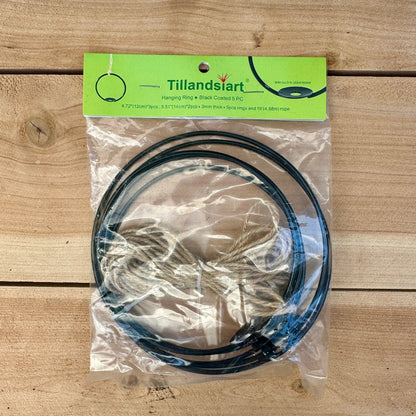 5-Pack 4-5” Tillandsia Hanging Rings | Air Plant Holders with Rope (Black Metal) - Rainforest Flora