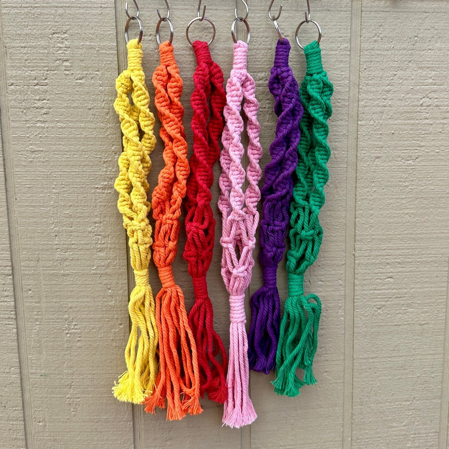 Boho Macrame Tillandsia Plant Holder – Hanging Air Plant Display (6 Rainbow Colors) - Rainforest Flora