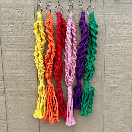 Boho Macrame Tillandsia Plant Holder – Hanging Air Plant Display (6 Rainbow Colors) - Rainforest Flora
