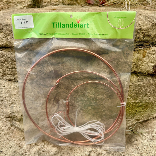 Copper-Plated Tillandsia Holder Set – 5", 7", 9" Hanging Air Plant Rings with Nylon Rope - Rainforest Flora