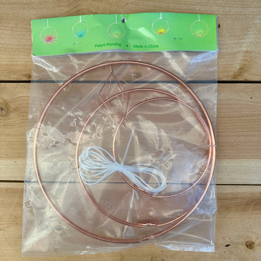 Copper-Plated Tillandsia Holder Set – 5", 7", 9" Hanging Air Plant Rings with Nylon Rope - Rainforest Flora